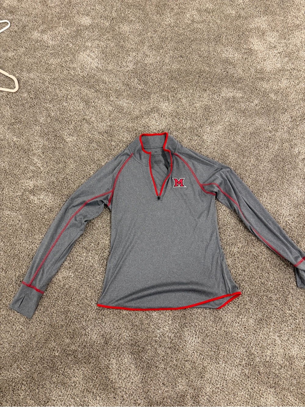 Men's Gray Quarter-Zip Performance Shirt with Red Trim